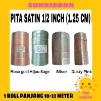ราคา HIJAU Satin 1/2 = 1.25 CM SAGE GREEN, DUSTY PINK, SILVER (54450385788)