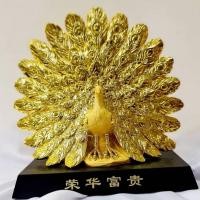 ราคา นกยูงทอง นกยูงรำแพน นกยูงคู่ สีทองพ่นทรายฐานกระจก สัญลักษณ์แห่งความ (9962134396)