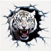 ราคา สติ๊กเกอร์ 3d Cool White Tiger สติ๊กเกอร์พิมพ์ลาย ตัดแล้ว ขนาด 10 X 10 Cm กันน้ํา (44652766509)