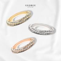 ราคา แหวนเพชรแถวทรงเกลียว แหวนเงินแท้ S925 เพชรสวิต (CZ) เหลี่ยม H&A ชุบทองคำขาว / ทองคำ 18K /โรสโกลด์ GR032CZ GEORGE Jewelry (24581295776)