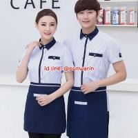 ราคา เสื้อพนักงานต้อนรับ เสื้อพนักงานโรงแรม เสื้อฟอร์มพนักงาน ชุดฟอร์มพนักงาน ลายทางคอปกเชิ้ต (6816319577)