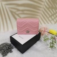 ราคา [สินค้ามือหนึ่ง] GUCCI กระเป๋าสตางค์ใบสั้น ใส่การ์ด ใส่เหรียญ ใส่ธนบัตรได้ รุ่น GG Marmont Card Case Wallet On Chain Pin (24363331084)