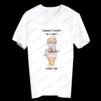 ราคา เสื้อยืดแขนสั้น สกรีนลายแมวน่ารัก สไตล์เกาหลี T-Shirt Unisex Summer SUMOW94 Scottish Fold (29890245587)