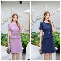 ราคา ชุดทำงาน เดรสทำงาน เดรสแฟชั่น ชุดคุณครู เดรสสาวออฟฟิศ ป้ายNuchy สีกรม สีม่วง (18273710698)