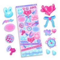 ราคา [สติ๊กเกอร์ปาร์ตี้] Crazy Love Deco Toploader Polaroid Kiss Cut Pink Blue Sky Sticker SP019A (12606261975)
