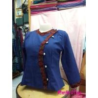 ราคา เสื้อผ้าไทยสี กรมท่า เดินเทป #เสื้อผ้าฝ้ายสี กรมท่า คอจีน เสื้อ #เสื้อทำงานผ้าไทยสี กรมท่า คอจีน เสื้อผ้าฝ้ายสีกรมท่า (1669747755)