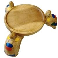 ราคา ถาดไม้แกะสลักรูปเต่า ถาดเสริฟเต่าลงสี ใส่ผลไม้ ถาดกลมใช้เอนกประสงค์ เป็นไม้ กว้าง 11 นิ้ว แกะสลักจากไม้ สวยงาม แฮนด์เมด. (17992717730)