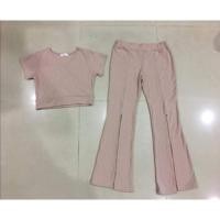 ราคา ชุดเซทมือ2 เสื้อครอปแขนสั้น + กางเกงขายาวเอวสูงผ่าหน้า (6512881163)