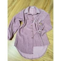 ราคา มือสอง! Hofstore เสื้อเชิ๊ต Oversize สีชมพูตุ่น (42907132738)