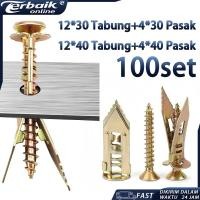 ราคา 100 ชิ้นยิปซั่มบอร์ดขยายสกรู Drywall Anchor พิเศษขยายเล็บแพคเกจยิปซั่มบอร์ด 12x30/12x40 มม. (45001571997)