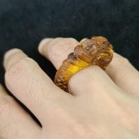 ราคา แหวนอำพันพม่าแท้แกะสลักลายสวย (23564397717)