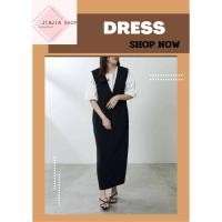 ราคา ชุดเดรสยาวคอวี OLIVE des OLIVE (มือสองงานคัด สภาพใหม่) (44154589921)