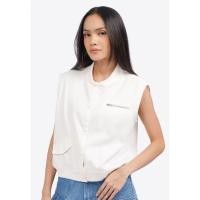 ราคา ใหม่ มีป้าย COLORBOX Cropped Twill Vest Off White ไซส์ M (41522905122)
