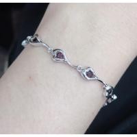 ราคา สร้อยข้อมือเงินแท้ 92.5% ประดับ พลอย โกเมน GARNET รุ่น 210B-GR (5212526775)