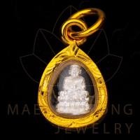 ราคา จี้พระ จี้พระหลวงปู่ทวดองค์เงิน กรอบทอง องค์เล็กจิ๋ว ขนาดเล็กกว่าเหรียญบาท กรอบทองหนาแกะลาย (14248797670)