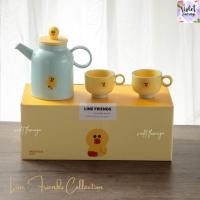 ราคา Violet Flamingo ชุดน้ำชา Line Friends Collection กาน้ำชาและแก้วชาพร้อมกล่องของขวัญสุดคิ้วท์ Brown Sally และ Cony (24263203870)