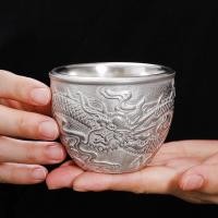 ราคา ถ้วยชาเงินแท้แฮนด์เมด 999 Gilt Silver Master Cup เซรามิคมังกร Phoenix คู่ถ้วยชาถ้วยนูนชุดชาถ้วยเดียว (26181055785)