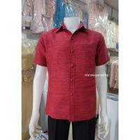 ราคา เสื้อไหมชาย เสื้อผ้าไหมชาย ไหมผสมฝ้าย สีแดงเลือดนก ซาฟารี (23769438977)