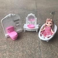 ราคา ชุดเฟอร์นิเจอร์ห้องน้ำตุ๊กตาบาร์บี้ 17 ซม. อ่างอาบน้ำ+โถส้วม+อุปกรณ์ครบชุด ของเล่นบ้านเล่นสำหรับเด็ก (27686882718)