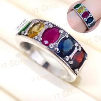 ราคา แหวนนพเก้า แหวนเงินแท้ รมดำ พลอยหลากสี (CZ) YTG-11290 (10028050851)