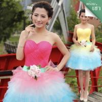 ราคา (สนใจเช่าสอบถามทางแชท)ชุดแฟนซีสั้นเกาะอกกระโปรงตาข่ายแต่งระบาย (25682977307)