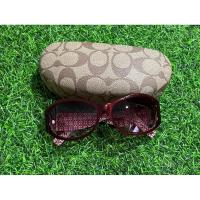 ราคา (Used มีตำหนิ) แว่นกันแดด Coach มือสองของแท้ มีตำหนิ สีBurgundy ขาแว่นเป็นเพชรวิ้งๆ น้องผีเสื้อ (23449098788)