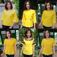 ราคา เสื้อพื้นเมือง ผ้าฝ้าย ผ้าไทย สีเหลือง (36",40",44") สาวอวบ สาวผอมใส่ได้ (2088443597)