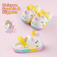 ราคา Cheerful Mario Unicorn Slipper รองเท้าแตะเด็กผู้หญิง น่ารักยูนิคอร์น EVA กันลื่น รองเท้าหัวโตเด็กผู้หญิง เจ้าหญิงวินด์ (27139435000)