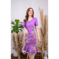 ราคา ชุดเดรสผ้าปาเต๊ะอินโดแท้ เนื้อ JAVA Premium ทรงระบายหางปลา งานอัดผ้ากาวทั้งชุด ชุดคุณครู ผ้าไทย ชุดราชการ ชุดออกงาน (13226778457)