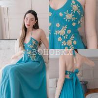 ราคา BOHOBKK HANDMADE COTTON MAXI DRESS ชุดปักลายดอกไม้ ไปทะเล เปิดหลัง ใส่เที่ยวชายทะเลสวยๆ เดรสใส่ที่ยวรีวิวรีสอร์ท โรงแรม (4360729499)