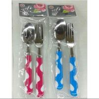 ราคา ชุดช้อน-ส้อมคู่ ด้ามลาย (คละสี) (3644662694)