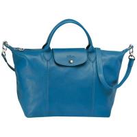 ราคา Longchamp Le Pliage Cuir size M หูสั้น สี ICE BLUE *พร้อมส่ง ราคา พิเศษ (1641978196)