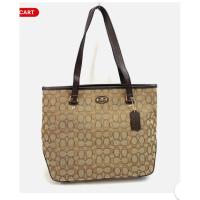 ราคา COACH ZIP TOP TOTE IN SIGNATURE KHAKI BROWN (53406162923)