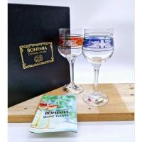 ราคา เซ็ตแก้วไวน์คริสตัล Bohemia from Czechoslovakia งานดีไซน์กัดลายดอกไม้ 2 สี สูง ลายสวย เนื้อใสเล่นไฟ (27064664707)