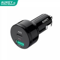 ราคา Aukey Car Charger Dual Port 25.5W USB-C Car Charger AiPower ชาร์จเร็วอัจฉริยะ (9922079116)