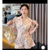 ราคา เสื้อแขนตุ๊กตา เสื้อซิปหน้าลายจุด (45352763344)