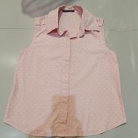 ราคา เสื้อเชิ้ต แขนกุด คอปก สีชมพูลายจุดสีผ้า ผ้าคอตตอน ใส่สบาย (24279240766)