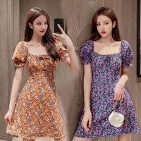 ราคา Cckoss พร้อมส่ง มินิเดรสแขนตุ๊กตา เดรสกระโปรงคอเหลี่ยมลายดอกไม้ ชุดเดรสลายดอกไม้ มี 2 สี (16422441864)