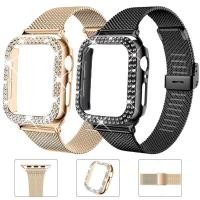 ราคา สายโลหะ Milanese + เพชรสําหรับ Apple Watch 46 มม.42 มม.49 มม.44 มม.40 มม.45 มม.41 มม.Slim Loop iWatch Series 11 10 9 8 7 6 5 4 Se Ultra3 (40875758522)