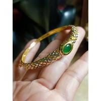 ราคา กำไลเงินผสมงานถมทองแท้ประดับหยกเจไดต์ไทป์A (19420095454)