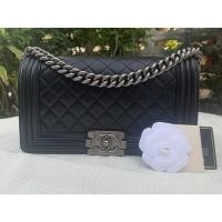 ราคา แท้ ‼️ used chanel boy 10 black calf skin (12057714615)