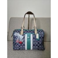 ราคา Coach แท้ ทรงหมอนสีน้ำเงิน หนังแคนวาส สะพายไหล่ (28183408200)