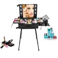 ราคา กระเป๋าเครื่องสำอางค์มีไฟ พร้อมขาตั้งมีล้อ ปรับไฟได้3สี (1528660712)