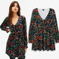 ราคา เดรสเบบี้ดอลผ้ากำมะหยี่คอวีลายดอก เดรสผ้ากำมะหยี่เนื้อนุ่ม จับจีบที่กระโปรงและแขนยาวพร้อมยางยืดและจับจีบที่ปลายแขน (23488119962)