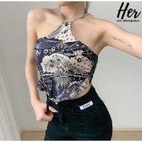 ราคา Sale/พร้อมส่ง ครอปคล้องคอ เสื้อโชว์หลัง เสื้อผูกหลัง ครอปรัดรูป ครอปสายฝอ สายเดี่ยวโซ่ สายเดี่ยวแฟชั่น 3343 (8307992328)