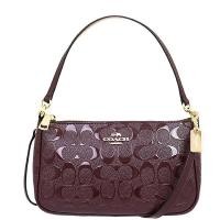 ราคา #ส่งฟรี EMS‼️ ของแท้ % COACH F56518 TOP HANDLE POUCH IN SIGNATURE DEBOSSED PATENT LEATHER (1132760928)