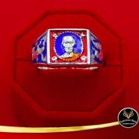 ราคา แหวนพระ แหวนหลวงพ่อรวย ปาสาทิโก วัดตะโก จ.พระนครศรีอยุธยา รวย รวย เฮง เฮง เนื้อกะไหล่เงิน ลงยาสีน้ำเงิน (10730131792)