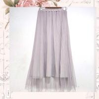 ราคา กระโปรงพลีทผ้ามุ้งสีเทา (29818336728)