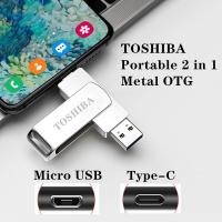 ราคา Toshiba 2 In 1 Otg Metal 16 Gb 32 Gb 64 Gb 128 Gb 256 Gb Type - C Micro Usb แฟลชไดรฟ์ Usb 2 . 0 (7149638258)