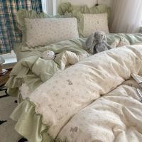 ราคา ระดับ ก ผ้าฝ้ายลูกไม้สไตล์ปกขนาดเล็กสดเกาหลีฝรั่งเศสผ้าห่มปกผ้าปูที่นอนผ้าฝ้ายแท้หอพักสามชุด20260213 (52456151645)